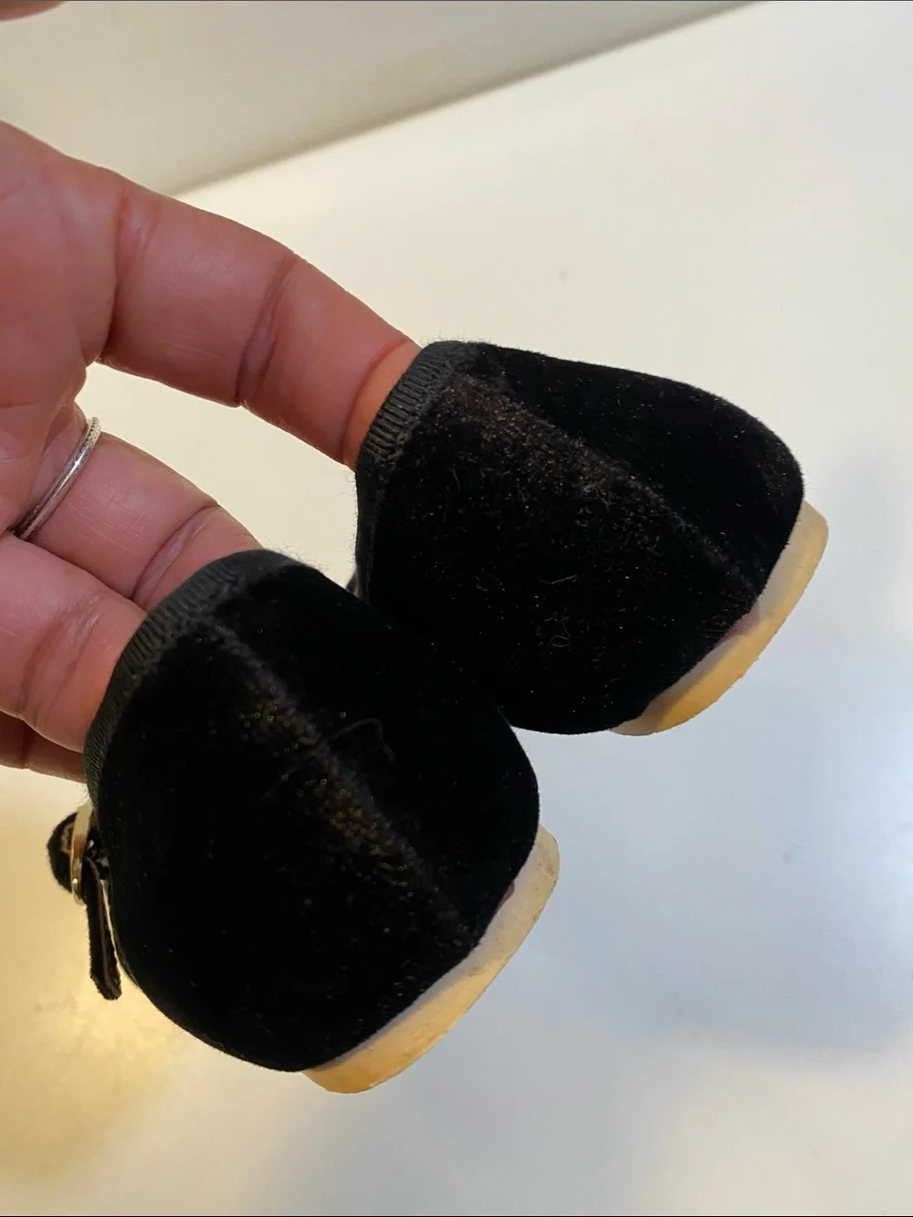 Janie and Jack Black Velvet Mary Jane Flats with Bow Accent